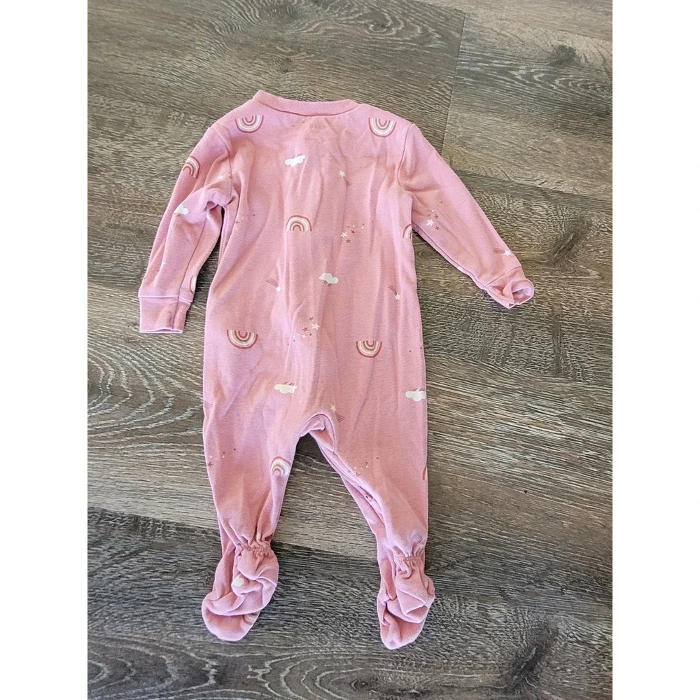 Pekkle Baby Girl Pink‎ Rainbow Star Cloud Footed Sleeper Pajamas 3 Months #9